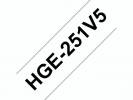 Labeltape Brother HGe-251V5 24mmx8m sort på hvid 5stk/pak