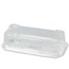 Plastbakke, m/h&aelig;ngslet l&aring;g 220x111x67mm PET, transparent, karton a 450 stk