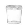Plastb&oslash;tte, Handy-lock, Rund 1180 ml, &Oslash; 133, h&oslash;jde 150 PP, transparent, m/l&aring;g, &aelig;ske a 180 s&aelig;t F&oslash;devaregodkendt