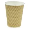 Kaffeb&aelig;ger, Papir + PE, brun, 12oz/340ml karton a 500 stk, palle 18 kartoner Ripple wall, F&oslash;devaregodkendt