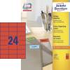 Universeletiket, Avery, 3448 70x37mm r&oslash;d, antal etiketter pr. ark : 24 pakke med 2400 stk, FSC Mix Credit