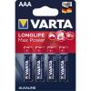 Batteri, Varta LA03, AAA Longlife Max Power pakke a 4 stk