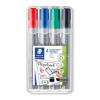 Marker, Staedtler, 356 B WP4, 2-5MM Rund spids, assorteret, permanent S&aelig;t med 4 stk