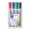 Marker, Staedtler Lumocolor, 356 WP4 2MM, Rund spids, assorteret, permanent S&aelig;t med 4 stk
