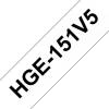 Labeltape, Brother Labeltape, HGE151V5 24mmx8.00m sort/transparent, pakke a 5 ruller