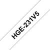 Labeltape, Brother, HGE231V5, 12mmx8.00m sort/hvid