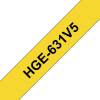 Labeltape, Brother, HGE631V5, 12mmx8.00m sort/gul