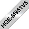 Labeltape, Brother Labeltape, HGEM951V5 24mmx8.00m sort/metallic, pakke a 5 ruller