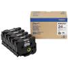 Labeltape, Brother Labeltape, HGEM951V5 24mmx8.00m sort/metallic, pakke a 5 ruller