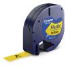 Dymo Letratag plasttape 12mm sort/gul