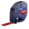 Dymo Letratag plasttape 12mm sort/r&oslash;d