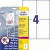 Laseretiket, Avery, 687860 105x148mm hvid, antal etiketter pr. ark : 4 pakke a 40 stk