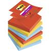 Notes, Post-it, Super sticky, assorteret 76x76mm, pakke a 6 stk