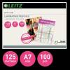 Lamineringslomme, Leitz, 125&micro;m, A7 80x111mm transparent  pakke a 100 stk