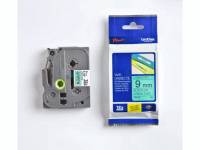 Labeltape Brother TZe-721 9mmx8m sort på grøn lamineret
