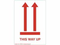 Etiketter selvklæbende tryk:This way up 120x86mm 500stk/rul