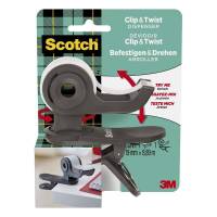 Tapedispenser, Scotch CLIP & TWIST, 19mmx9.00m Kerne diameter: 25, gr&aring;