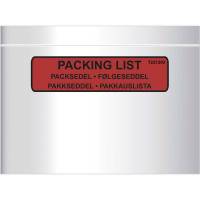 F&oslash;lgeseddellommer, C6, 175 x 140 mm transparent red-black printed Packing list, LD-PE karton a 1000 stk