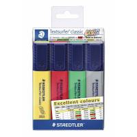 Tekstmarker, Staedtler Textsurfer 364 CWP4-X, 1-5MM, Skr&aring; spids assorteret, 364 CWP4-X, S&aelig;t med 4 stk