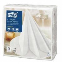 Middagsservietter, Tork, Linstyle 1/4-fold, hvid 390mmx390mm, 55g/m2, pakke a 50 stk FSC Mix Credit