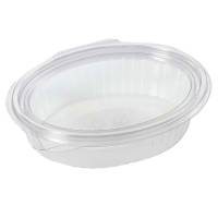 Plastbakke, Plus Pack ClearShow Rektangul&aelig;r kapacitet 370ml,167x131x45mm RPET, transparent, m/h&aelig;ngslet l&aring;g pakke a 50 stk F&oslash;devaregodkendt