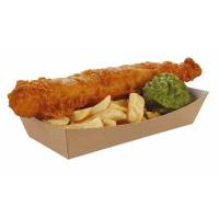 Pommes frites&nbsp;bakke,220x115x45mm Pap, brun, pakke a 250 stk F&oslash;devaregodkendt