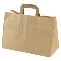 Papirb&aelig;repose, 350 x 170 x 245 mm flat bag, Papir, brun, pakke a 200 stk palle 30 pakker, palle a 30 kassees F&oslash;devaregodkendt