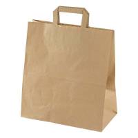 Papirb&aelig;repose, 320 x 170 x 350 mm flat bag, Papir, brun, pakke a 200 stk palle 30 pakker, palle a 30 kartoner F&oslash;devaregodkendt