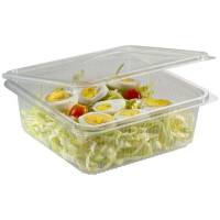 Plastbakke, m/h&aelig;ngslet l&aring;g,182x142x55mm PET, transparent, karton a 400 stk F&oslash;devaregodkendt