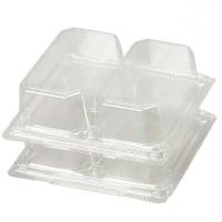 Plastbakke, Plus Pack, Sandwich, 2-rums Rektangul&aelig;r,165x148x45mm RPET, transparent, m/h&aelig;ngslet l&aring;g pakke med 44 stk F&oslash;devaregodkendt