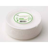 Tallerken Kaffe, Rund indvendig diameter 150.0 mm, Papir + PE hvid, komposterbar, pakke a 100 stk kasse a 20 pakker, palle a 30 kassees F&oslash;devaregodkendt