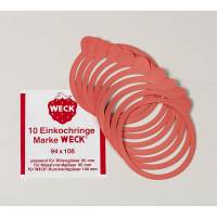 Gummiring t/sylteglas, Rund, &Oslash; 100 h&oslash;jde 1 gummi, orange r&oslash;d, pakke a 10 stk Weck F&oslash;devaregodkendt