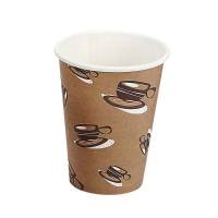 Kaffeb&aelig;ger, Papir + PE, brun, 12 oz karton a 1000 stk, palle 15 kartoner Single wall, F&oslash;devaregodkendt