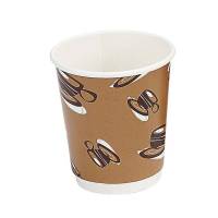 Kaffeb&aelig;ger, Papir + PE, brun, 8 oz karton a 500 stk, palle 16 kartoner Double wall, F&oslash;devaregodkendt