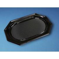 Cateringfad, Oval 450 x 300 x 25 mm, A-PET, sort, Medium karton a 10 x 10 stk F&oslash;devaregodkendt