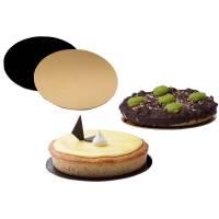 Kagepap, Rund &Oslash; 320mm kraft/PE, guld/sort, pakke a 100 stk F&oslash;devaregodkendt