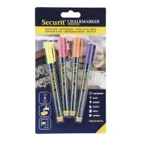 Chalkmarker, Securit, ORIGINAL, 1-2MM assorteret, BL-SMA100-V4-TRO pakke a 4 stk