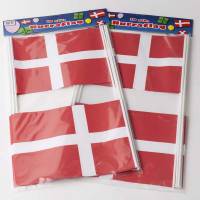 Flag, 270 x 200 mm, plastik, R&oslash;d og hvid Paper on stick, pakke a 10 stk F&oslash;devaregodkendt