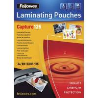 Lamineringslomme, Fellowes Premium 125&micro;m, A4, 216x303mm transparent  pakke a 100 stk