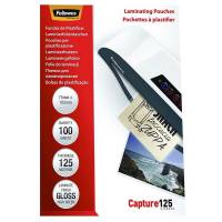 Lamineringslomme, Fellowes Premium 125&micro;m, 75x105mm transparent  pakke a 100 stk