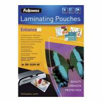 Selvkl&aelig;bende lamineringslommer, Fellowes 80&micro;m, Selvkl&aelig;bende, 216x303mm transparent  pakke a 100 stk