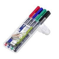 Permanent pen, Staedtler Lumocolor 318WP-4, 0,6MM, assorteret, 318 WP4 S&aelig;t med 4 stk