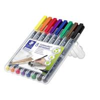 Permanent pen, Staedtler Lumocolor 313WP-8, 0,4MM, assorteret, 313 WP8 S&aelig;t med 8 dele