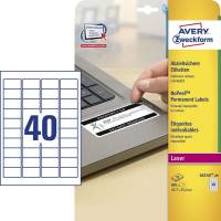 Laseretiket, Avery, L6145-20, Plombering 45.70mmx25.40mm hvid, antal etiketter pr. ark : 40 pakke a 800 stk