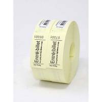 Entrebillet, NoName 30x63 54, Nummereret fra 1-10.000, gul rulle a 1000 stk
