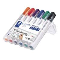 Whiteboardmarker, Staedtler Lumocolor 351 WP6, 2MM, Rund spids, assorteret 351 WP6, s&aelig;t af 6 stk