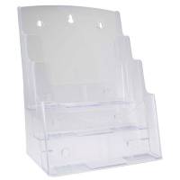 Brochure holder, BNT A4 3 rum til bord/v&aelig;g, transparent