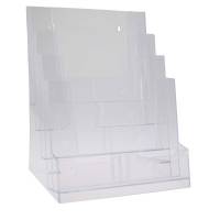 Brochure holder, BNT 1/3 A4, 4 rum til bord/v&aelig;g, transparent