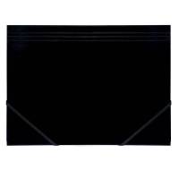 Elastikmappe, Q-Line DKF sort, M/3 KLAPPER, 210x297mm Karton/elastik