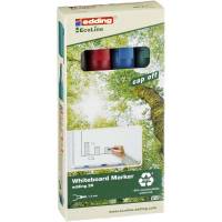 Whiteboardmarker, Edding Ecoline, 29 1,5-3MM, Rund spids, assorteret, 705018 S&aelig;t med 4 stk